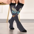 thumbnail image 5 of FORMRS Womens Knee High Socks Casual Long Thick Travel Daily Wear, 1 Pair, Black Astronaut Record, 5 of 6