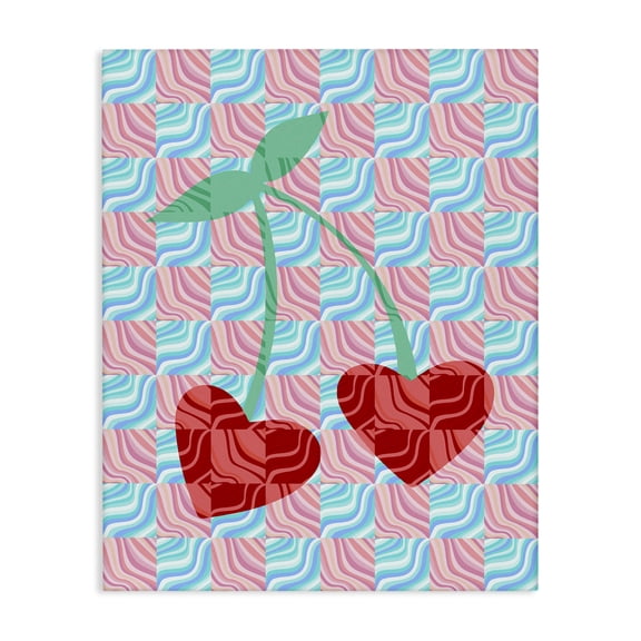 Stupell Industries Modern Groovy Checkered Cherries Canvas Art, 16 x 20, by Lil' Rue