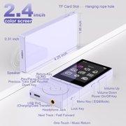 64GB MP3 Player with Bluetooth 5.3, Music Player with HiFi Sound for Sports Runners, 2.4 Screen MP3 Player Built in HD Speaker Voice Recorder E-Book, Expanded Up to 128GB, Earphone Included, Purple