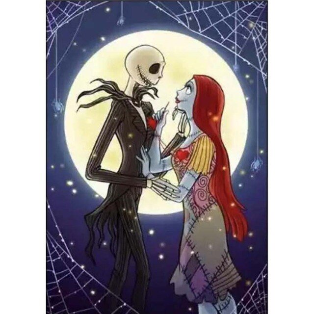Disney The Nightmare Before Christmas 5D DIY Diamond Painting Full Square Round skull Diamond Embroidery Mosaic Home Decor Giftround 50x65cm Gao Jinjia LED
