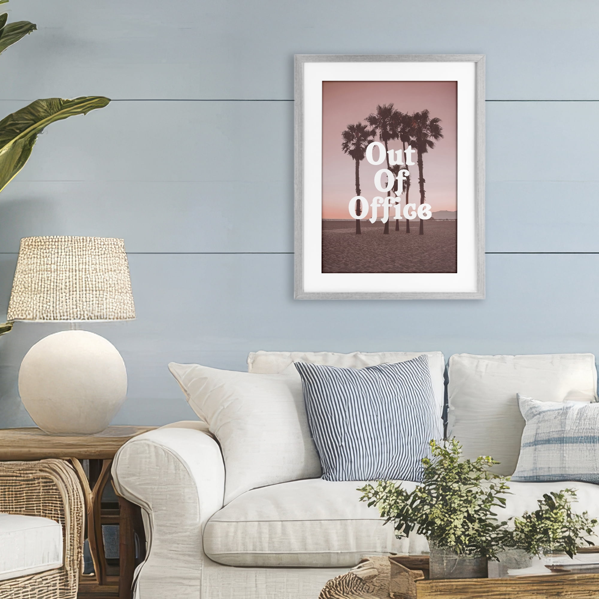 Stupell Industries Out Of Office Tropical Escape Gray Framed Print Under Glass, design by Lil' Rue