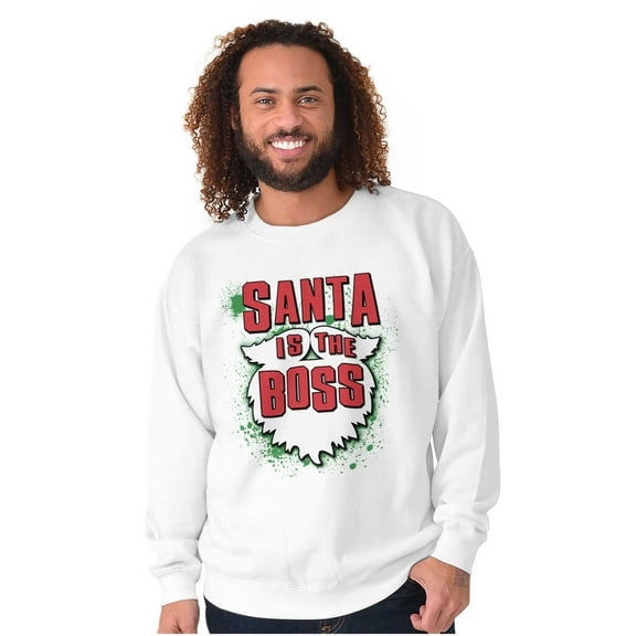 Christmas Santa is the Boss Beard Sweatshirt for Men or Women Brisco Brands L