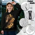 thumbnail image 5 of Chaqlin Classic Horse Sunflower Youth Girls Sports Sweatshirt Quarter Zip Up Pullover Athletic Top for Basketball Soccer Golf Gym Run Sportswear Size 13-14, 5 of 6