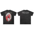 thumbnail image 1 of Camiseta vintage con estampado de letras Demon Wash, de alta calidad, estilo urbano, holgada, de manga corta, para hombre y mujer, 1 of 6