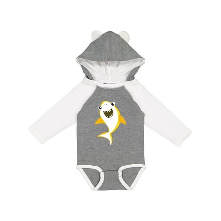 

Inktastic Cute Shark Little Shark Yellow Shark Gift Baby Boy or Baby Girl Long Sleeve Bodysuit