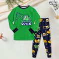 thumbnail image 2 of HCNTES Toddler Baby Boys Pajamas Sleepwear Outfit Set Kids Fall Winter Clothes Long Sleeve Cute Soft Shirts and Pants Casual Dailywear Outfits Set(A01-Green,4-5 Years), 2 of 6