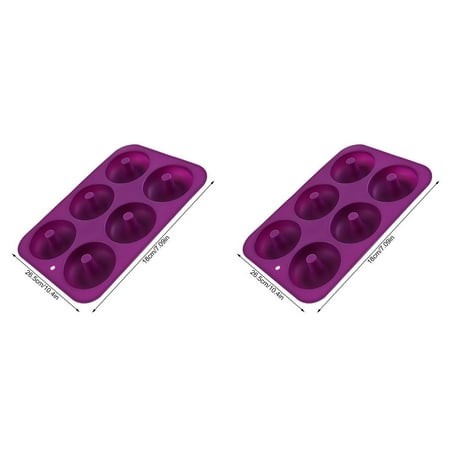 

2pcs Silicone Donut Mold 6-Cavity DIY Mini Fluted Baking Cake Pan Chocolate Cookie Cupcake Mould Deep Purple