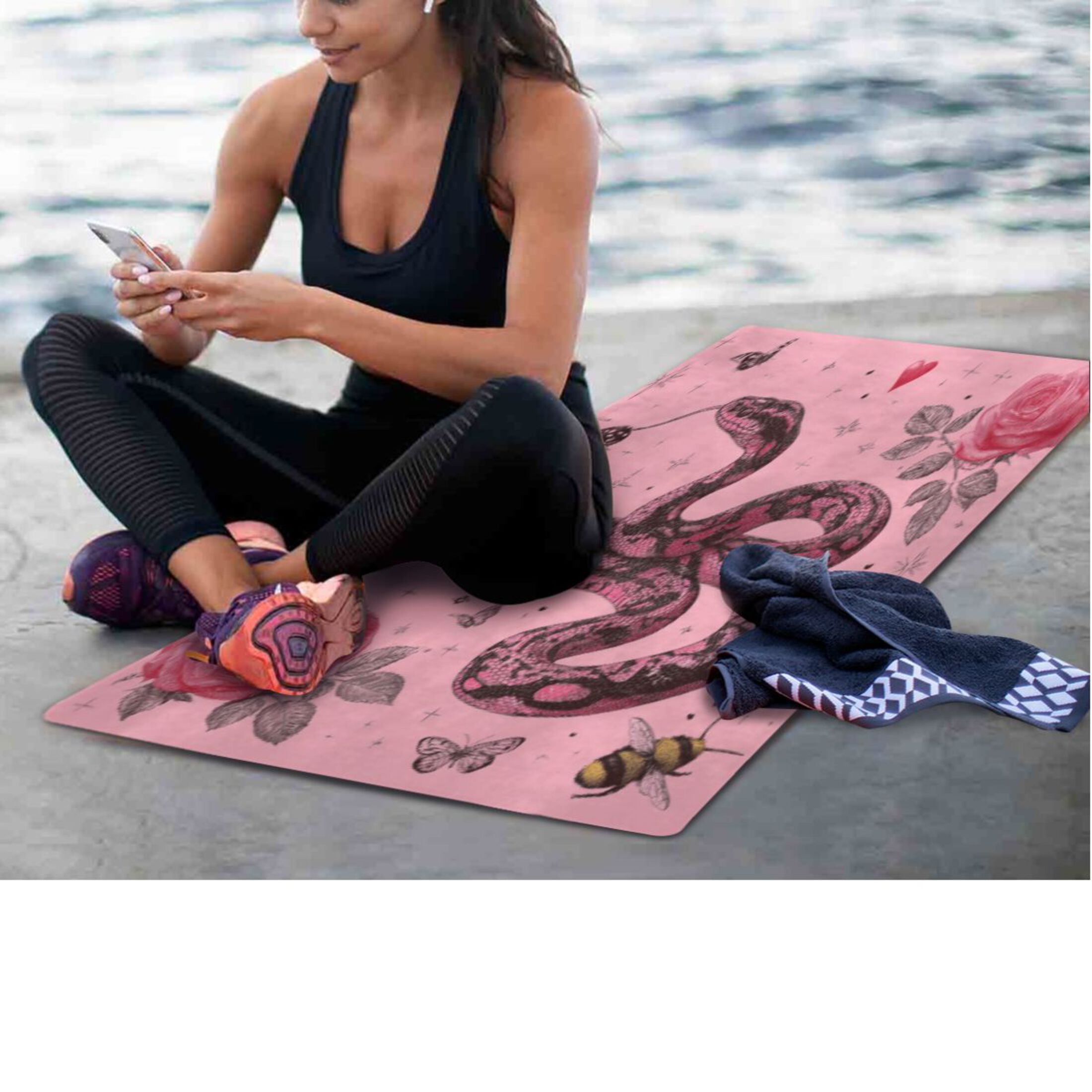 BZSMCE Yoga Mat Women Fitness Mat Pink Eden Tangles Pattern