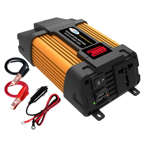 Inversor de corriente para automóvil Convertidor de inversor para automóvil con pantalla de batería LED (300W 220V) Likrtyny Accesorios para autos y motos