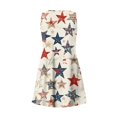 thumbnail image 4 of Women's Short Sleeveless Dress, Casual V-Neck Summer Outfit with Independence Day Print, Comfortable Fabric for Daily Wear,Beige L, 4 of 5
