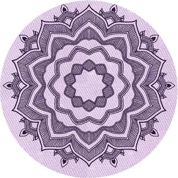 Ahgly Company Machine Washable Indoor Round Transitional Orchid Purple Area Rugs, 8' Round