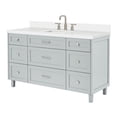 thumbnail image 6 of ARIEL Monroe 61 Inch Single Rectangle Sink Bathroom Vanity With Pure White Quartz Countertop 1.5 Inch Edge In Grey, 6 of 7