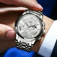 thumbnail image 4 of OLEVS Watches for Men, Mens Watches Quartz Silver Stainless Steel Waterproof Luminous Business Calendar Wrist Watch reloj para hombre, 4 of 12