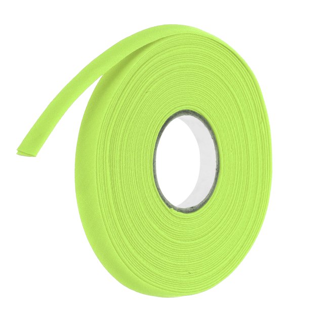 Cinta Sesgada Doblada Doble de 2/5 Pulgadas de Poliéster Cinta Bies Continua a Granel para Coser, Costura (Verde Fluorescente 10 Yardas)
