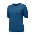 thumbnail image 5 of Pxiakgy Knit Tops for Women Womens Short Sleeve Sweater Spring Summer 2025 Round Neck Solid Color Pullover Short Sleeve Knit Sweater Vest Tops Shirts for Women Trendy Summer Dark Blue L, 5 of 9