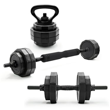 CAP 66lb Multi-Use Weight Set - Adjustable Dumbbell, Barbell & Kettlebell for Full-Body Workouts, Black