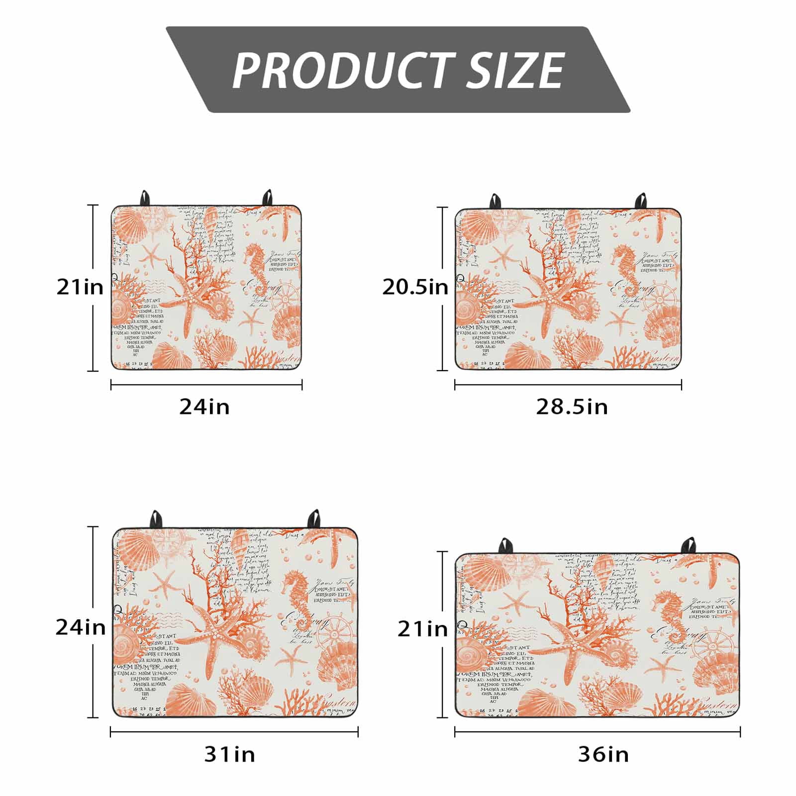 Orange Starfish Stove Top Cover for Electric Stove, Heat-proof & Non Slip Glass Top Stove Cover Protector, Rustic Ocean Coastal Shells Conch Coral Kitchen Flat Cooktop Rubber Mat 31x24 Inches