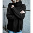 thumbnail image 6 of Women Oversized High Neck Pullover Sweater Cable Knit Long Sleeve Sweater Tops Black XL, 6 of 9