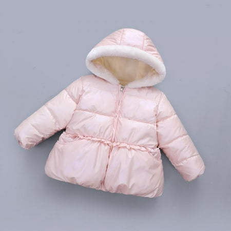 

SYNPOS Baby Girl Winter Hoodied Snowsuit Toddler ZipperJacket Clothes For Infant Light Puffer Padded Jacket Infant Outerwear