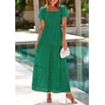 thumbnail image 3 of PRETTYGARDEN Summer Dresses for Women Eyelet Square Neck Puff Sleeve Smocked Wedding Guest Maxi Dress with Pockets, 3 of 8