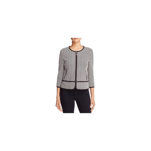 Finity Womens Geometric Ponte Jacket, White, 10