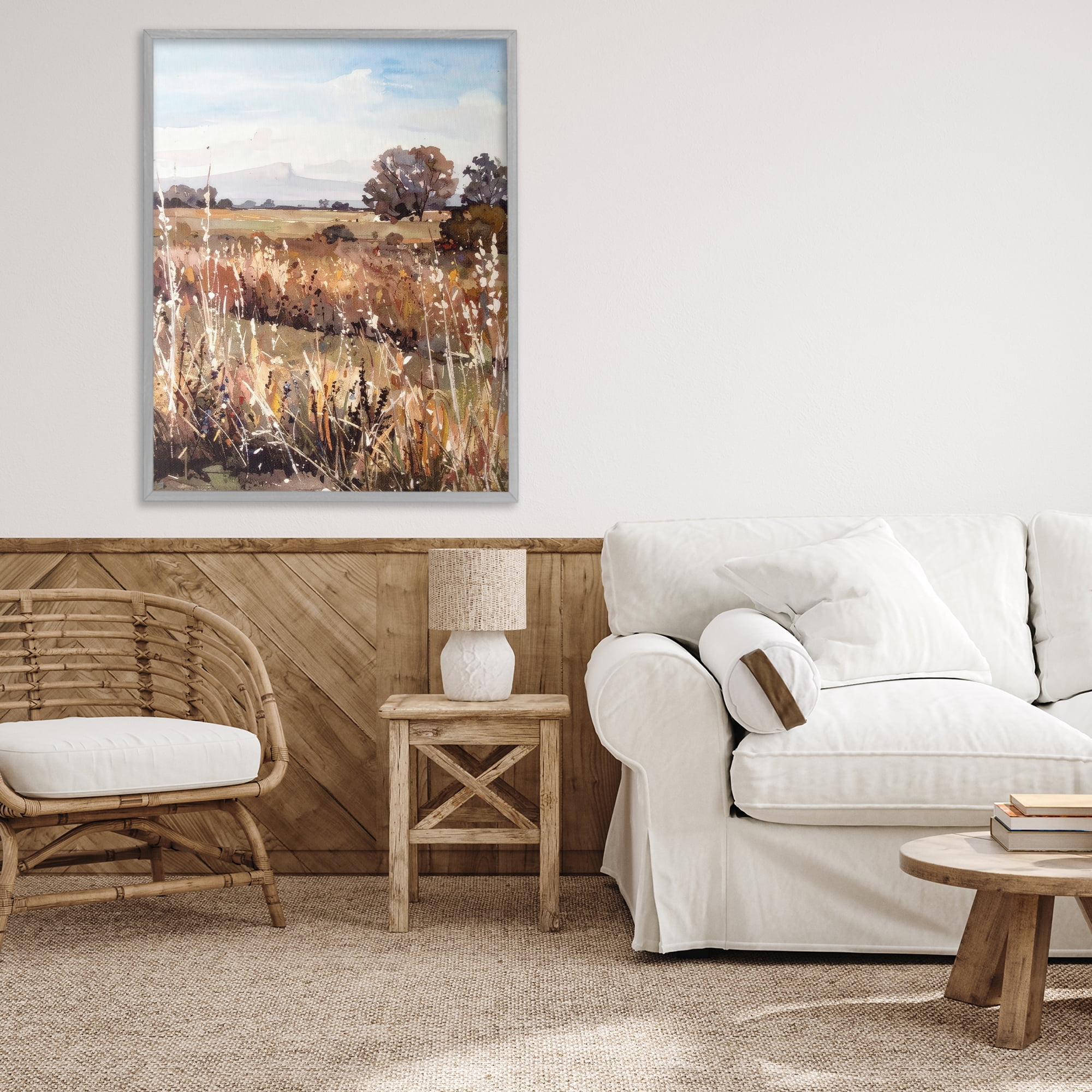 Stupell Industries Peaceful Meadow Expression Gray Framed Giclee Art, design by Alonza Saunders