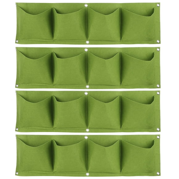 Macetero de Pared Vertical para Colgar al Aire Libre de 4 Piezas Bolsa de Cultivo de Plantas de 4 Bolsillos Plantador de jardín de Fieltro degradable Reutilizable montado en la Pared(Verde) Ecomeon no