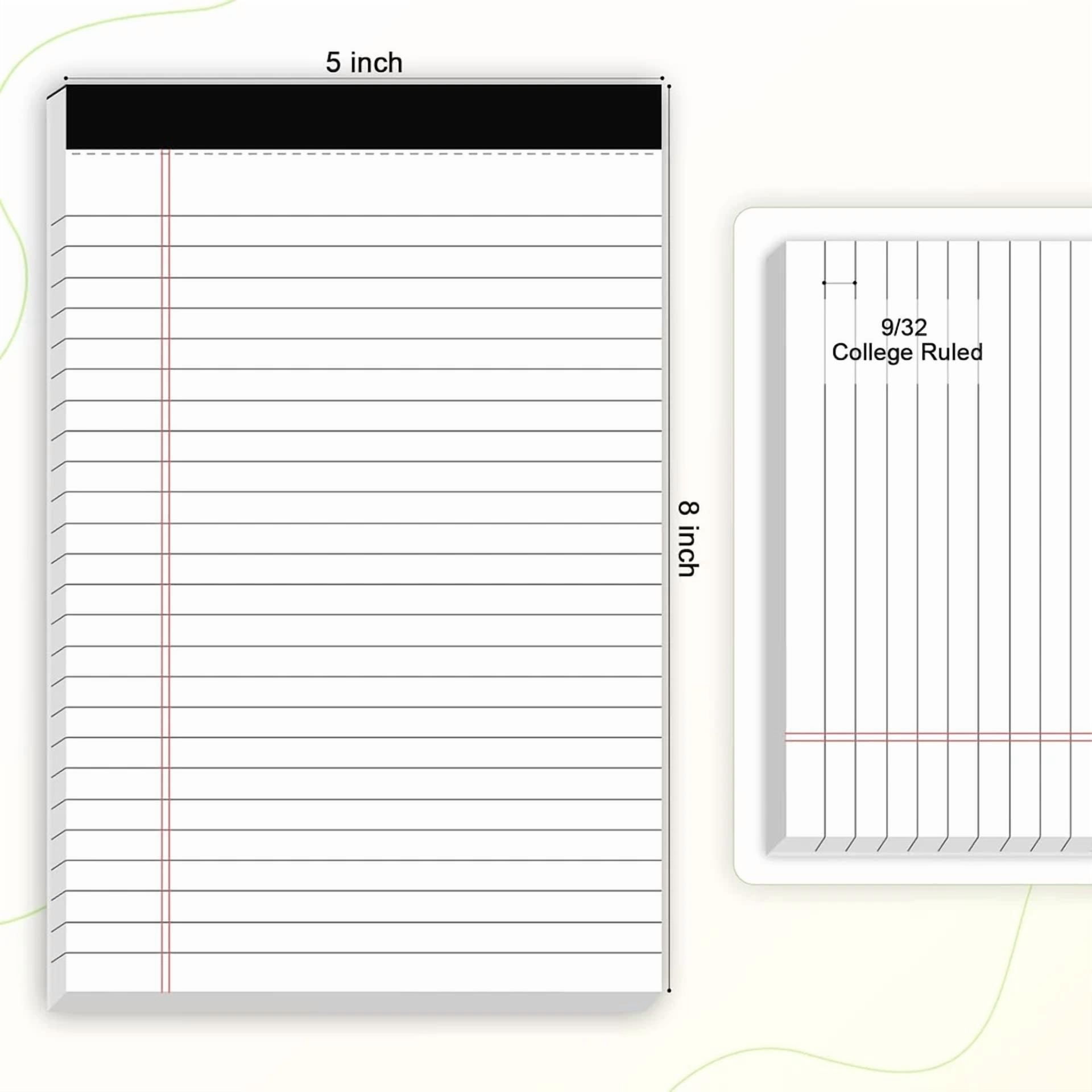 CRESTIN- 6Pcs Small Note Pad 5X8 College Ruled Legal Pads Paper Notepads 6 Pack White