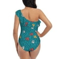thumbnail image 5 of Honeii Funny Cat Blue for women's one-piece swimsuit featuring a chic one-shoulder design experience elegance and style in the water-Medium, 5 of 6