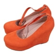thumbnail image 1 of Talons Compensés Orange pour Femmes avec Bride à la Cheville, Bout Rond, Conception Imperméable pour Tenue Décontractée, Saisons d'Automne et d'Hiver, Chaussures Confort, Taille 36, 1 of 9