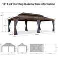 thumbnail image 2 of PURPLE LEAF 12 X 24 Outdoor Hardtop Gazebo Wide Aluminum Frame Metal Double Roof Heavy Duty Netting and Curtains Permanent Hard Top Pavilion Patio Deck Backyard Garden Navy Blue, 2 of 9