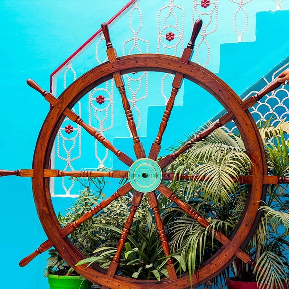 Nautical Wooden Ship Wheel 72" - Maritime Nautical Ship Boat Steering Wheel