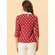 thumbnail image 4 of Disfraz de Halloween para mujer Polka Dots Contraste Peter Pan Collar Top 3/4 Mangas Blusa Camisa rojo blanco L, 4 of 5