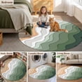 thumbnail image 6 of Round Area Rug 4ft,Sage Green Gradient Stripes Washable Carpet Non-Slip Runner Accent Rugs Indoor Floor Mat for Bedroom Living Room Decor,Summer Beach, 6 of 9