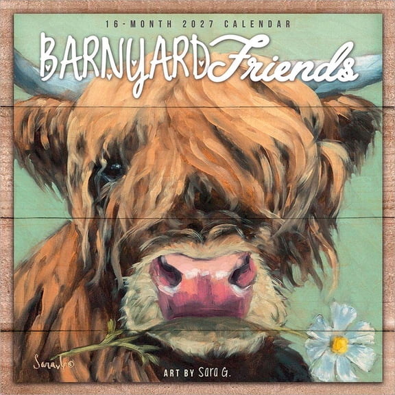 Barnyard Friends 2027 12 X 24 Inch (Hanging) Monthly Square Wall Calendar Featuring the Artwork of Sara G. Plastic-Free, (Paperback)