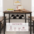 thumbnail image 5 of CREATIVE HOBBIES Dining Table Set for 4 Kitchen Table and 2 Chairs with Storage Bench, 47.2" Rectangular Kitchen Table Set with Wine Rack, Dining Room Table Set for Small Space, Apartment, 5 of 9