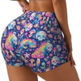 thumbnail image 2 of Kdxio mushroom Skull rainbow color Print Workout Shorts for Women Seamless Soft Smooth Gym Yoga Scrunch Active Shorts, 2 of 5