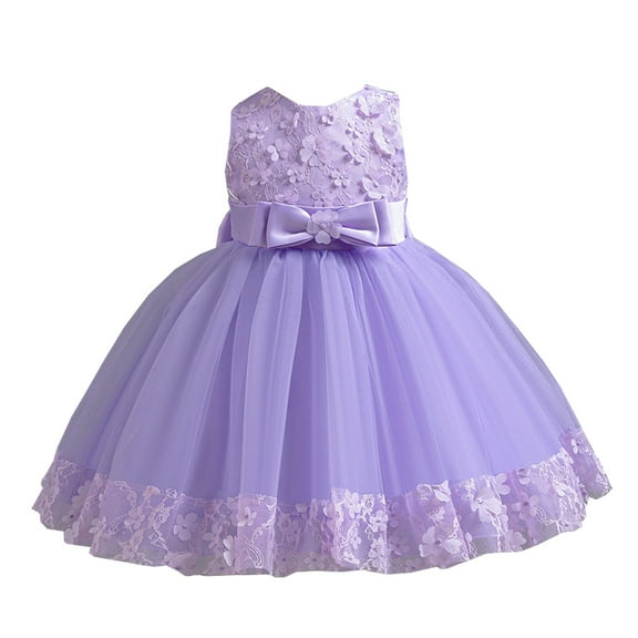 HAJWOH Dresses for Toddler Girls Casual Princess Dress Comfy Sundress 2025 A-Line Dress Light Purple 4-5 Years