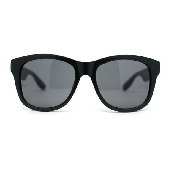 Kush Dark Mens Round Horn Rim Sport Plastic Retro Sunglasses Matte Black - Black