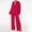 Hot Pink, variant on successthop Lounge Sets for Women Solid Color Button Down Ribbed Knit Lapel Neck Long Sleeve Shirts and Wide Leg Long Pants Comfy Trendy Pajamas Lounge Set Loungewear Summer Outfits