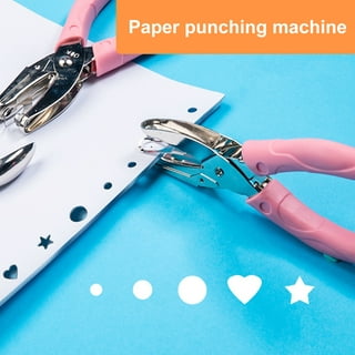 Handheld Hole Paper Punch Puncher for Craft Paper Tags Clothing Ticket DIY Scrapbook Tool, with Pink Soft Handheld Grip (Middle Circle 1/8 inch)