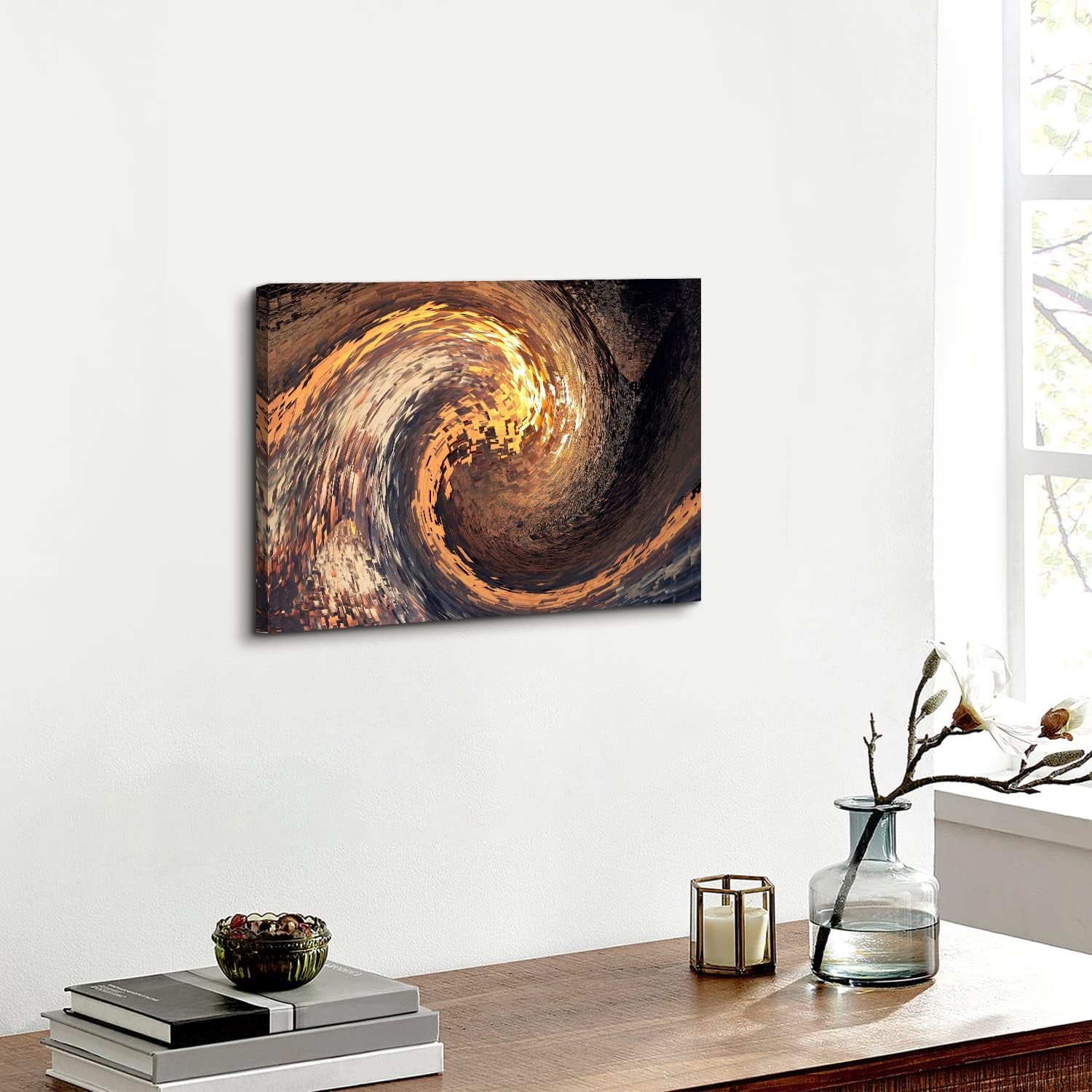 Black and Gold Wall Art Abstract Ocean Wave Wall Decor Abstract Geometric Sea Wave Canvas Prints Paintings Geometry Pictures for Bathroom Living Room 12x16\u201d Modern Artwork Home Decorations