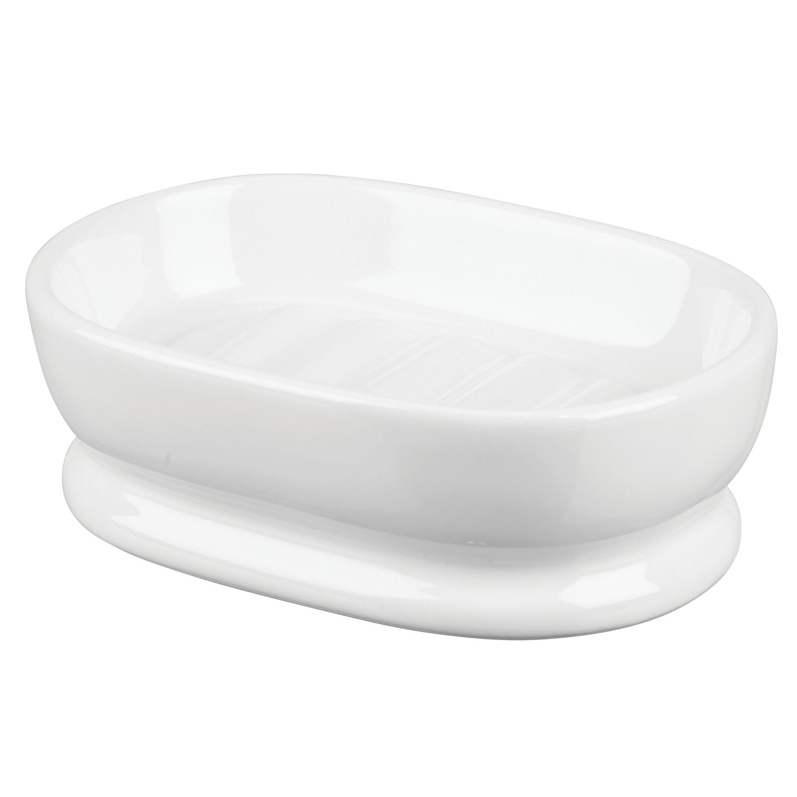 mDesign Decorative Ceramic Bar Soap Dish Tray for Bathroom Vanities