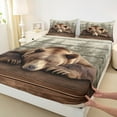 thumbnail image 3 of Castle Fairy Wildlife Bear 3pcs Twin Sheet Sets,Woodland Animal Twin Fitted Sheet,Rustic Cabin Breathable Flat Sheet,Luxury Boys Bedroom Decor, 3 of 7