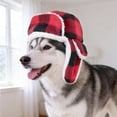 thumbnail image 3 of Winter Adjustable Checked Hat Ear Warmers For Small Dogs Puppies Cold Weather Travel Home Use, 3 of 5