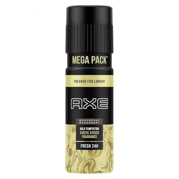 Axe Gold Temptation Body Deodorant Spray For Men 215ml, 7.2 Fl.oz. | Long Lasting No Gas - Fresh 24Hr Dual Action Technology | Exotic Spiced Fragrance For Boys