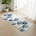 thumbnail image 3 of Blue Spring Floral Hallway Runner Rug 2'x6', Tulip Blooming Summer Botanical Washable Entryway Rug with Tassels, Woven Cotton Laundry Room Rugs Long Carpet for Bathroom Sink Foyer Bedroom, 3 of 9