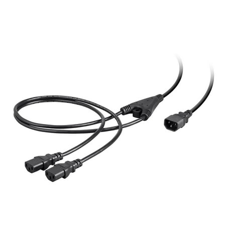 UPC: 0889028062814 | Monoprice Power Cord Splitter – 6 Feet – Black | IEC 60320 C14 to 2x IEC 60320 C13  18AWG  10A/1250W  SVT