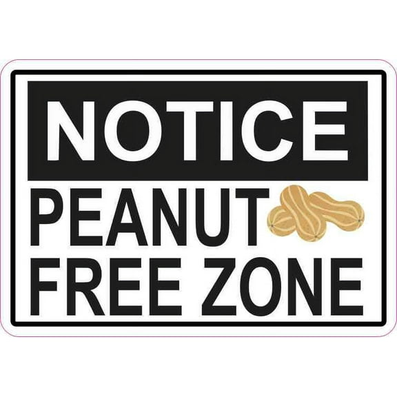 5in x 3.5in Notice Peanut Free Zone Magnet Magnetic Allergy