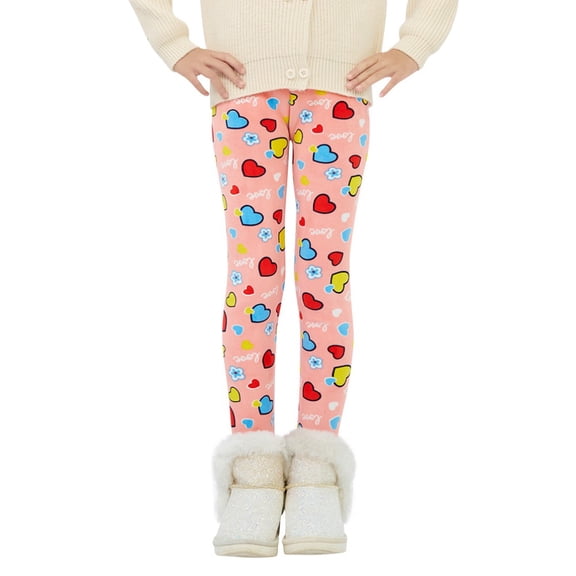 URMAGIC Girls Winter Fleece Floral Lined Leggings Toddler Kids Floral Thicken Warm Classic Tights Trousers 3-13T